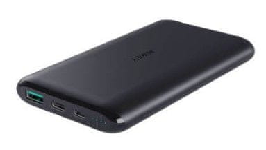 Aukey Slim Series rýchlonabíjacia powerbanka s konektormi USB-C a USB 2.0 a Micro-USB káblom, 10 000 mAh, čierna (LLTS190951)