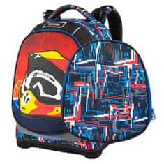 Target Školský plecniak , Motorkárska prilba, červeno-modré vzory