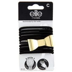 Elite Models Gumičkové náramky 2 v 1 , 10 ks, čierne s mašľou, priemer 6,5 cm