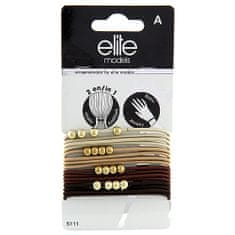Elite Models Gumičkové náramky 2 v 1 , 16 ks, hnedé, priemer 6,5 cm