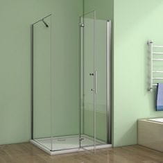 H K Obdĺžnikový sprchovací kút MELODY 100x80 cm so zalamovacími dverami vrátane sprchovej vaničky z liateho mramoru