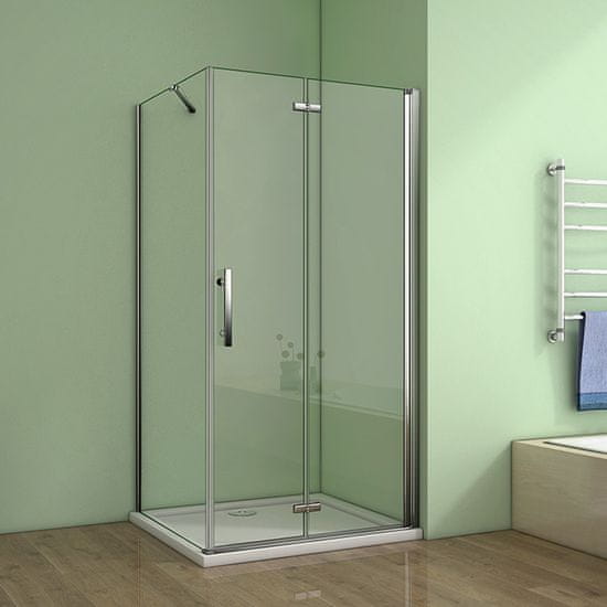 H K Obdĺžnikový sprchovací kút MELODY B8 80x76 cm so zalamovacími dverami vrátane sprchovej vaničky z liateho mramoru
