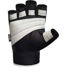 RDX Tréningové čierno-biele rukavice GYM GLOVE LEATHER S11 WHITE/BLACK, koža, veľkosť XXXL