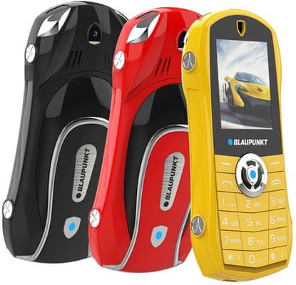 Blaupunkt Car, tlačidlový telefón, kovový, atraktívny dizajn, dlhá výdrž, jednoduché ovládanie, lacný dostupný telefón, FM rádio, veľký displej