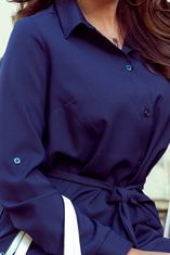 Numoco Dámske košeľové šaty Kingolet temno modra L