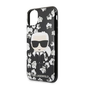 Karl Lagerfeld TPU Flower Kryt pre iPhone 11 Black (EU Blister), KLHCN61FLFBBK