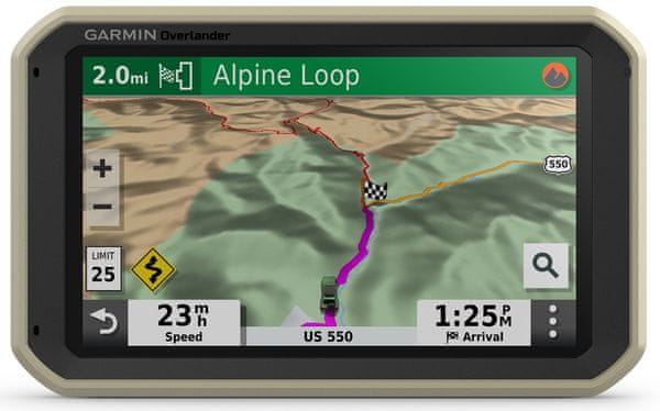 Automobilová GPS navigácia Garmin Overlander, cestná i topografická mapa Európy, Stredného východu, severnej a južnej Afriky, doživotná aktualizácia, terénne, veľký displej, kompas, barometer, meranie sklonu terénu, nadmorská výška