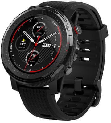 Chytré hodinky Xiaomi Amazfit Stratos 3, veľký farebný displej, dlhá výdrž, multisport, GPS, Glonass, Galileo, Beidou, tepová frekvencia, profesionálna analýza cvičenia Firstbeat, Gorilla Glass, VO2 max., sledovanie spánku, plávanie