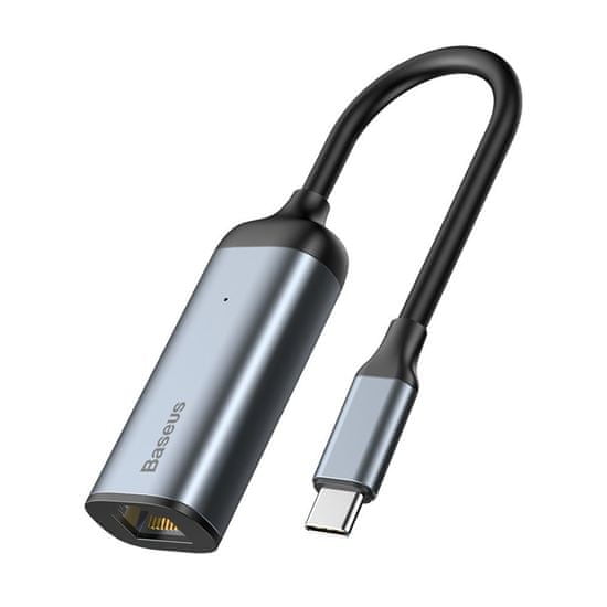 BASEUS Enjoy adaptér USB-C samec / RJ45 samica, šedá (CAHUB-H0G)