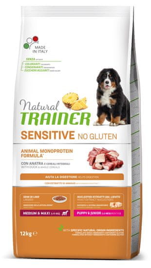 TRAINER Natural SENSITIVE No gluten Puppy & Jun M/M kačica 12 kg
