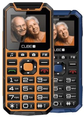 Cube1 S400 Senior, odolný, mobil pre seniorov, Dual SIM, veľké tlačidlá, nabíjací stojan, veľmi dlhá výdrž, prehľadný displej, FM rádio