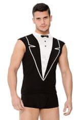 SoftLine Pánsky erotický kostým 4604 + Nadkolienky Gatta Calzino Strech, čierno-biela, XL