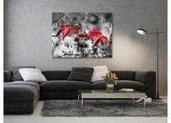 Dimex Dimex, obrazy na plátne - Červené listy v šedom 100 x 75 cm