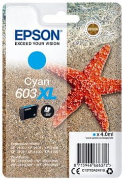 Epson 603XL, azúrová (C13T03A24010)