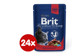 Premium Cat Pouches with Beef Stew & Peas 24x100g