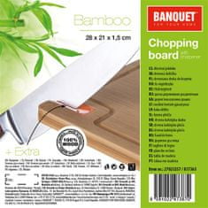 Banquet Doštička krájacia drevená BRILLANTE Bamboo 28x21x1,5 cm, s brúskou na nože