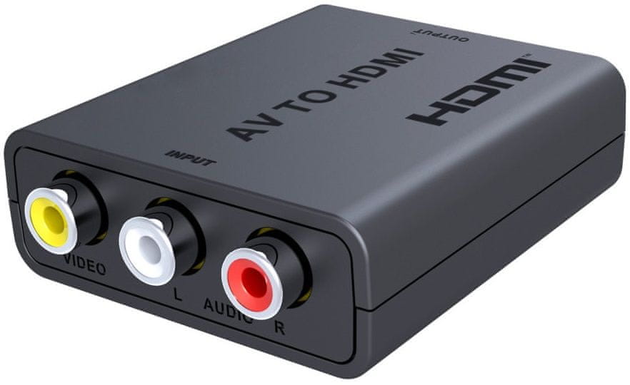 PremiumCord Převodník AV kompozitního signálu a stereo zvuku na HDMI 1080p (KHCON-47) - rozbalené