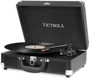 kufríkový retro gramofón Victrola VSC-550BT remienkový pohon 3 rýchlosti otáčok 33 45 78 RCA výstup slúchadlový výstup bluetooth