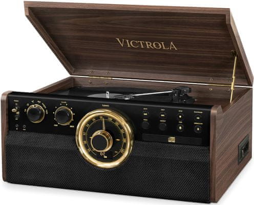 elegantný retro gramofón Victrola VTA-270 retro 3 rýchlosti otáčok 33 45 78  FM rádio CD kazetová mechanika bluetooth 