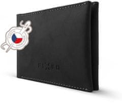 FIXED Kožená peňaženka Smile Wallet so smart trackerom Smile s motion senzorom, čierna