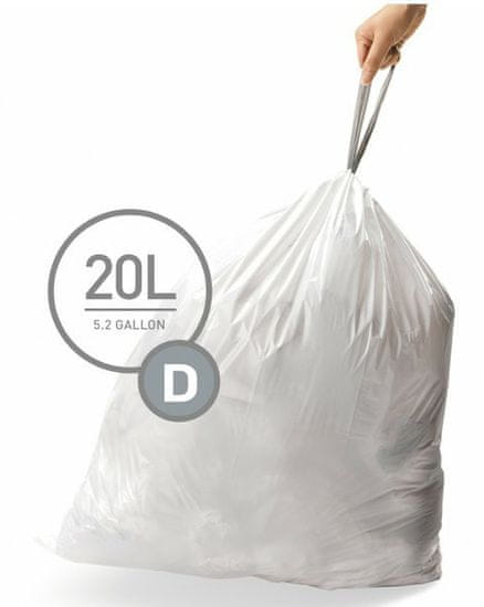 Simplehuman Vrecká do odpadkového koša 20 L, typ D, zaťahovacie, 20 ks v balení