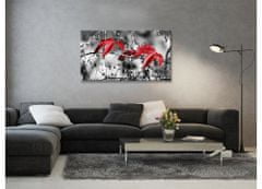 Dimex Dimex, obrazy na plátne - Červené listy v šedom 90 x 50 cm