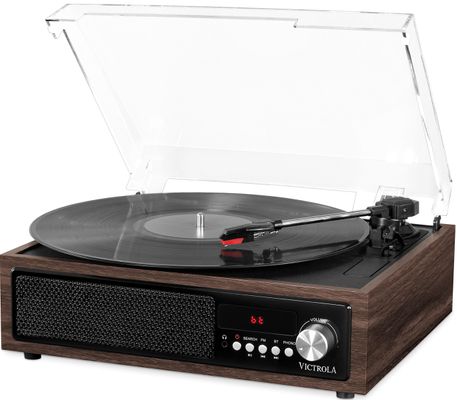 elegantný retro gramofón Victrola VTA-67 design 3 rýchlosti otáčok 33 45 78 FM rádio tuner bluetooth 3,5mm jack RCA výstup 