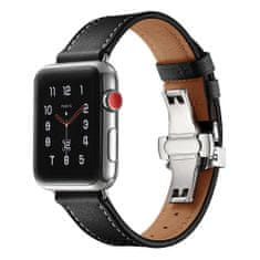 MAX Náhradný remienok pre Apple Watch 44mm MAS03 čierny kožený