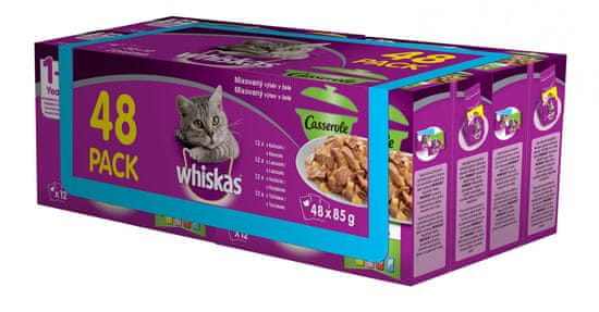 Whiskas Casserole kapsičky zmiešaný výber v želé pre dospelé mačky 48pack