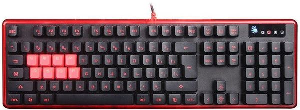 Herná klávesnica A4Tech Bloody B2278 rýchla odozva dlhá životnosť klávesy potiahnuté silikónom odolná proti poliatiu LED červené podsvietenie