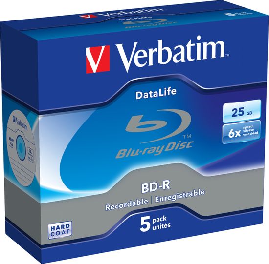 VERBATIM BD-R SL DataLife 25GB, 6x, jewel case 5 ks (43836)