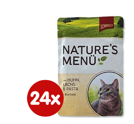 Schmusy Kapsičky Nature 'Menü kura + losos 24x100 g
