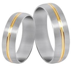 Troli Oceľový prsteň so zlatým prúžkom (Obvod 49 mm)