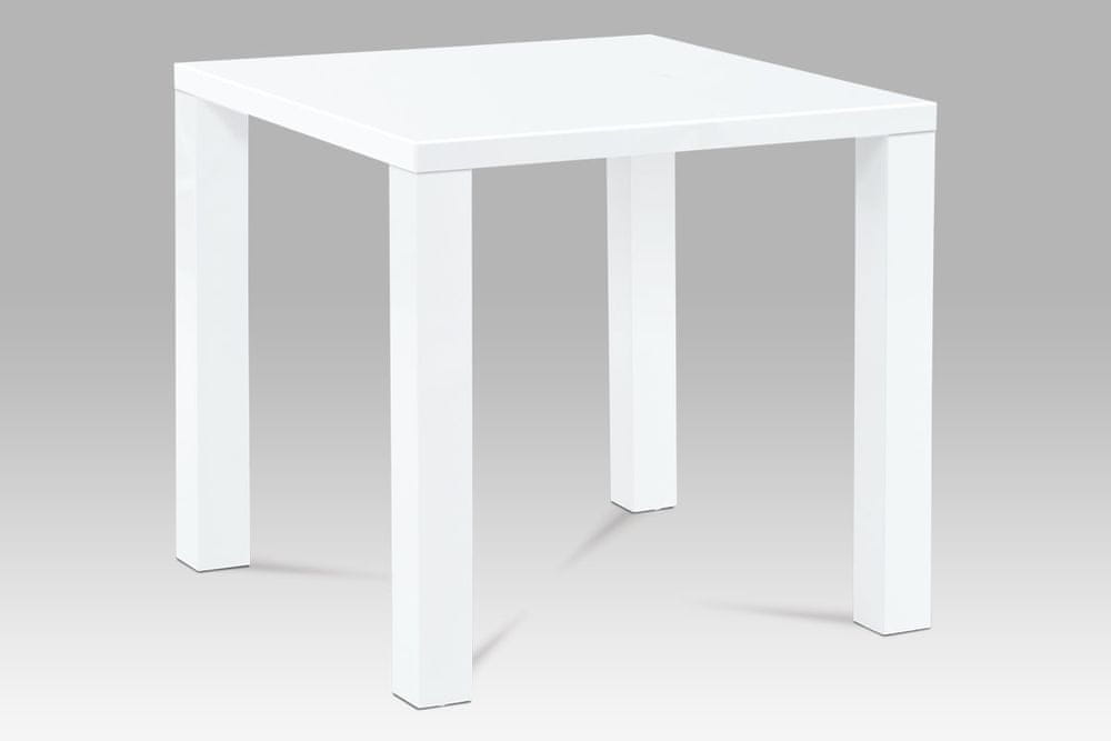 Autronic jedálenský stôl 80x80x76cm, vysoký lesk biely AT-3005 WT