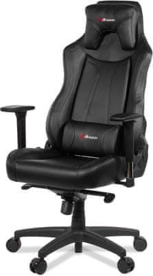 Herná stoličky Arozzi Vernazza, čierna (Vernazza-BK), ergonomická konštrukcia, poťah syntetická koža, do 145 kg, nastaviteľná, otočná, vankúšiky pod hlavu a bedrá