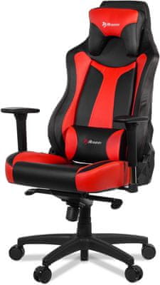 Herná stolička Arozzi Vernazza, čierna/červená (Vernazza-RD), ergonomická konštrukcia, poťah syntetická koža, do 145 kg, nastaviteľná, otočná, vankúšiky pod hlavu a bedrá
