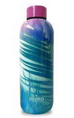 Puro Hot&Cold Texture fľaša z nerezovej ocele, double wall, 500ml Blue Palm