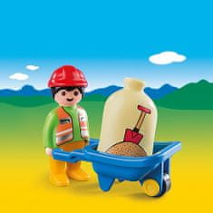 Playmobil Stavebný robotník , panáčik s fúrikom, 4 dieliky