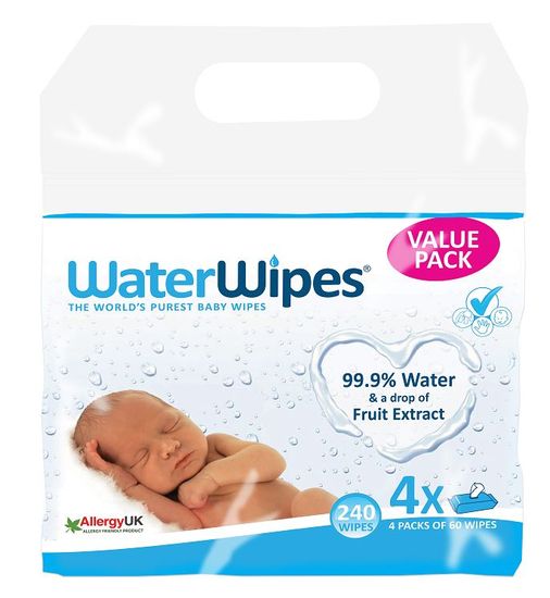WaterWipes Vlhčené obrúsky 240 ks (4x 60ks)