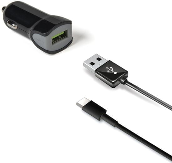 CELLY Autonabíjačka + USB-C kábel, čierna