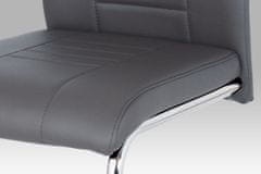 Autronic jedálenská stolička, šedá koženka / chróm HC-955 GREY
