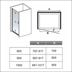 H K Sprchové dvere jednokrídlové BLACK SAFIR D1 90, 88,7 – 91,7x200 cm