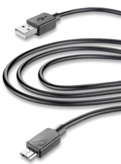 CellularLine Predĺžený USB dátový kábel s micro USB konektorom, 3 m, čierny, USBDATACMICROUSB3M