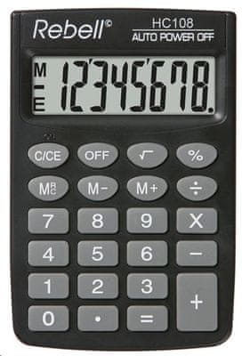 Vrecková kalkulačka Rebell HC108 (RE-HC108 BX), malá, ľahká, základná