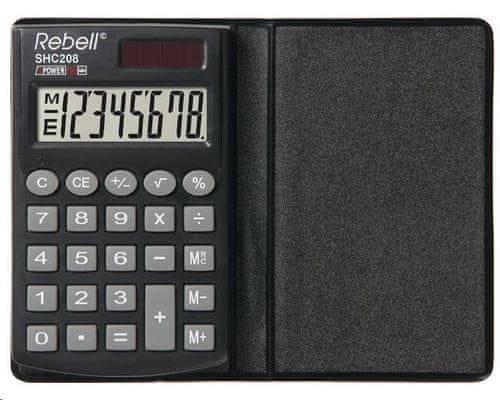 Stolná kalkulačka Rebell SHC208, solárna, MU, výpočet daní, zaokrúhľovanie, decimal place selector