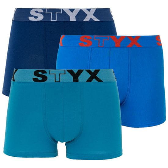 Styx 3PACK pánske boxerky športová guma modré (G9676869)