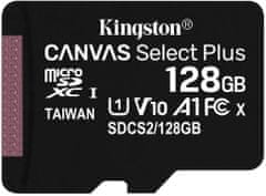 Kingston Micro SDXC Canvas Select Plus 100R 128GB 100MB/s UHS-I + adaptér (SDCS2/128GB)