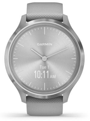 Hybridné chytré hodinky Garmin vivomove 3, smart watch, tep, dych, menštruačný cyklus, pitný režim, metabolizmus, kalórie, vzdialenosti, kroky, aktivita, odpočinok, spánok, analógové ručičky, skrytý OLED displej