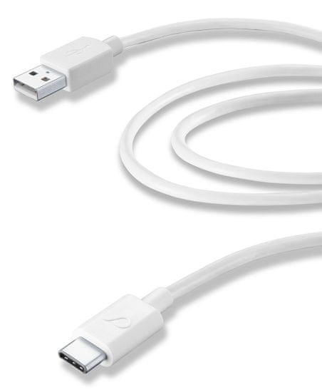 CellularLine USB dátový kábel s konektorom USB-C, 2 m, biely, USBDATACUSBC2M