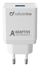 CellularLine Set USB nabíjačky a USB-C kábla, adaptívne nabíjanie, 15 W, biely ACHSMKIT15WTYCW